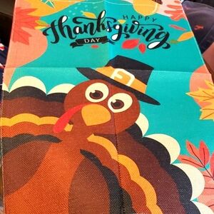 Garden Set of 2 Flags Happy Thanksgiving Day and Halloween Party Flags